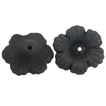 Transparent Acrylic Beads, Frosted, Flower, Black, 11x4.5mm, Hole: 1mm, the wholesale of PL561