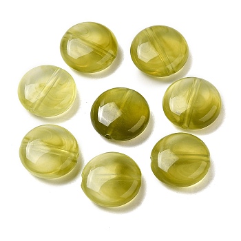 Transparent Acrylic Beads, Flat Round, Olive, 12x4.5mm, Hole: 1.2mm, about 1150pcs/500g