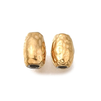 304 Stainless Steel Beads, Ion Plating(IP), Oval, Real 18K Gold Plated, 5~5.5x3.5mm, Hole: 1.2mm