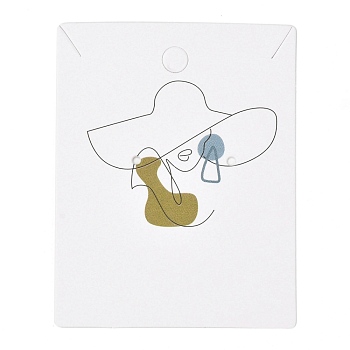 Rectangle Cardboard Earring Display Cards, for Jewlery Display, Women Pattern, 6.2x4.9x0.04cm, about 100pcs/bag