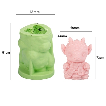 12 Zodiac Aromatherapy Candle Silicone Mold, for Candle Making, Food Grade Silicone, Yellow Green, Dragon, 6.6x6.3x8.1cm