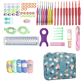 Sewing Tool Sets, including Stainless Steel Scissor, Yarn,Thimble, Tape Measure, Safety Pin, Zipper Storage Bag, Mixed Color, 220x170x80mm
