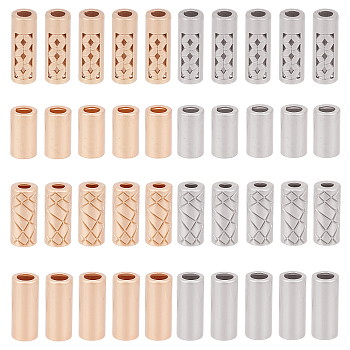 CHGCRAFT 64Pcs 8 Style Zinc Alloy Cord Ends, End Caps, Column, Mixed Color, 14~20x6.8~8mm, Hole: 3.6~4.8mm, Inner Diameter: 5.6~7mm, 8pcs/style