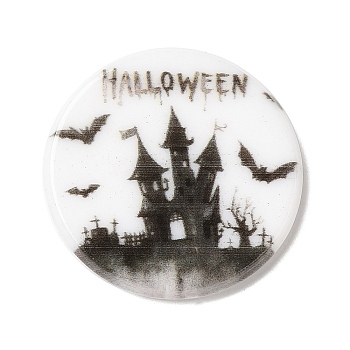 Halloween Series Acrylic Cbabochons, Black, Castle, 25x3mm