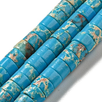 Synthetic Imperial Jasper Dyed Beads Strands, Disc, Heishi Beads, Deep Sky Blue, 4~4.5x2~3mm, Hole: 0.7mm, about 140~141pcs/strand, 14.88''~15.12"(37.8~38.4cm)