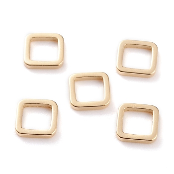 Brass Linking Rings, Long-Lasting Plated, Square, Real 24K Gold Plated, 6x6x1mm, Inner Diameter: 4x4mm