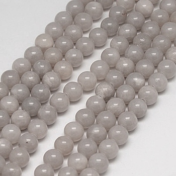 Natural Yellow Jade Beads Strands, Dyed, Round, Thistle, 4mm, Hole: 1mm, about 95pcs/strand, 15.75 inch