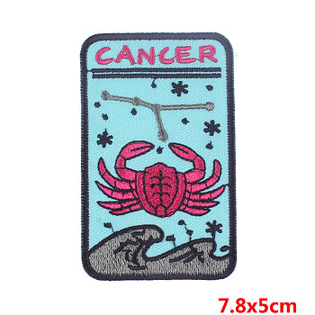 Rectangle with Constellation Computerized Embroidery Cloth Iron on/Sew on Patches, Costume Accessories, Cancer, 78x50mm