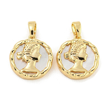 Real 18K Gold Plated Flat Round Shell Pendants