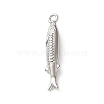 304 Stainless Steel Pendants, Fish, Stainless Steel Color, 21x4x3.5mm, Hole: 1.4mm(FIND-Z102-07P-01)