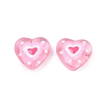 Handmade Lampwork Beads Strands, Heart, Pink, 19.5x20.5x9mm, Hole: 1.2mm(LAMP-R004-06B-03)