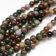 Natural Indian Agate Round Beads Strands, 10mm, Hole: 1mm, about 38pcs/strand, 15.3 inch(G-F243-01-10mm)