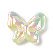 Opaque Acrylic Beads, with Glitter Powder, AB Color, Butterfly, Yellow, 27x32x8.5mm, Hole: 2mm(OACR-C009-02E)