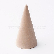 Wooden Ring Displays, Cone Shaped Finger Ring Display Stands, Blanched Almond, 25x49.5mm(RDIS-WH0001-11G)