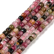 Natural Tourmaline Beads Strands, Faceted, Cube, 2x2x2mm, Hole: 0.6mm, about 160pcs/strand, 15.35 inch(39cm)(G-H266-28)