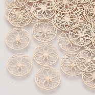 Brass Links connectors, Etched Metal Embellishments, Long-Lasting Plated, Flower of Life, Rose Gold, 13x0.3mm, Hole: 1.2mm(KKC-R001-08RG)