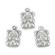 316 Surgical Stainless Steel Charms, Bear, Stainless Steel Color, 13x8x3mm, Hole: 1mm(STAS-C026-02P)
