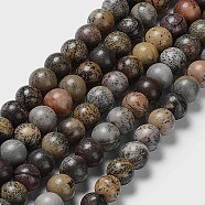 Round Natural Dendritic Jasper Beads Strands, Chohua Jasper, 8mm, Hole: 1mm, about 47pcs/strand, 15.40''(39.11cm)(G-I176-06-8mm-01)