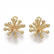 Brass Charms, Flower, Nickel Free, Real 18K Gold Plated, 11x9.5x5mm, Hole: 0.9mm(X-KK-S356-072-NF)