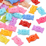2-Hole Plastic Buttons, Candy, Mixed Color, 9x15.5x3mm, Hole: 1.8mm(BUTT-N018-019)