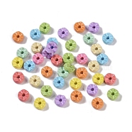 Spray Paint Alloy Beads, Flat Round, Wavy edge, Mixed Color, 6.5x3.5mm, Hole: 1.6mm(PALLOY-H145-12)