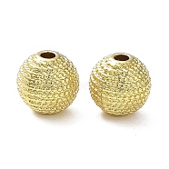 Rack Plating Alloy Beads, Long-Lasting Plated, Lead Free & Cadmium Free, Textured, Round, Real 18K Gold Plated, 7.5mm, Hole: 0.8mm(PALLOY-D024-11G)