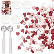 CRASPIRE Sealing Wax Particles Kits for Retro Seal Stamp, with Stainless Steel Spoon, Candle, Glass Jar, Mixed Color, 7.3x8.6x5mm, about 110~120pcs/bag, 2 bags(DIY-CP0003-60A)