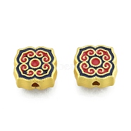 Alloy Enamel Beads, Matte Style, Flower, Matte Gold Color, 11x11x5mm, Hole: 1.8mm(FIND-G035-41MG)