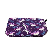 Unicorn Pattern Polyester Makeup Storage Bag, Multi-functional Travel Toilet Bag, Clutch Bag with Zipper for Women, Marine Blue, 13.5x22cm(WG49721-03)