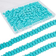 3 Strands Handmade Polymer Clay Beads Strands, for DIY Jewelry Crafts Supplies, Flat Round, Medium Turquoise, 6~7x3mm, Hole: 1.5mm, about 113~116pcs/strand, 15.55 inch~16.14 inch(39.5~41cm)(CLAY-SC0001-67C)