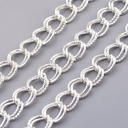 Iron Double Link Chains, Unwelded, with Spool, Silver Color Plated, Link: about 10mm long, 8.5mm wide, 2mm thick, about 164.04 Feet(50m)/roll(CHT116Y-S)