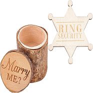 Fingerinspire Star Ring Security Word Badge, with Wooden Storage Boxes, Jewelry Boxes, BurlyWood, 88.5x82x10mm, 1pc(AJEW-FG0001-95)