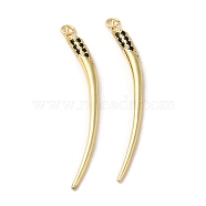 Rack Plating Brass Micro Pave Cubic Zirconia Pendants, Long-Lasting Plated, Horn/Tusk, Real 18K Gold Plated, 55x5mm, Hole: 2~2.5mm(KK-E046-40G)