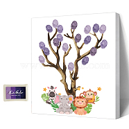 Canvas Fingerprint Painting, with Wood Frame and 1 Box Four Color Printing Mud and 2Pcs Traceless Nail, Animal Pattern, 24.5x19.5cm(DIY-WH0466-002)
