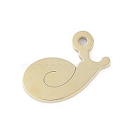 304 Stainless Steel Charms, Snail Charm, Real 14K Gold Plated, 6x11x1mm, Hole: 1mm(STAS-L022-408G)