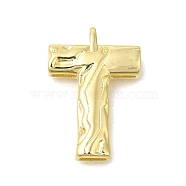 Rack Plating Brass Pendants, Long-Lasting Plated, Cadmium Free & Lead Free, Real 18K Gold Plated, Letter T, 26x18x4.8mm, Hole: 2.5x2.8mm(KK-I721-02G-T)