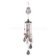 Iron Wind Chimes, Pendant Decorations, with Bell Charms, Owl, 830~1050mm(WICH-PW0001-09E)