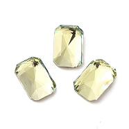 Glass Rhinestone Cabochons, Point Back & Back Plated, Faceted, Rectangle, Jonquil, 8x5.5x2.5mm(RGLA-P037-04B-D337)