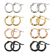 Titanium Steel Hoop Earrings, Ring Shape, Mixed Color, 15mm, 16pcs/set(STAS-TA0001-23A)