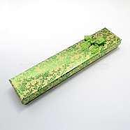 Rectangle Bowknot Cardboard Necklace Boxes, for Bangles or Bracelets, with Sponge Inside, Light Green, 215x43x24mm(CBOX-S011-06)