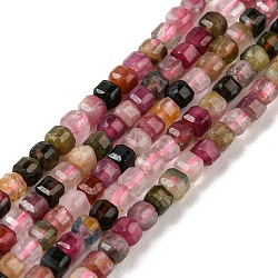 Natural Multicolor Tourmaline Beads Strands, Faceted, Cube, 2x2x2mm, Hole: 0.6mm, about 160pcs/strand, 15.35 inch(39cm)(G-H266-28)