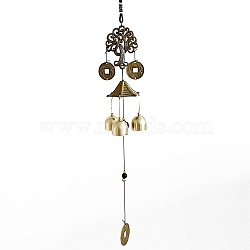 Lucky Wind Chime, Brass Windbell for Home Patio Outdoor Garden Hanging Decoration, Tree of Life, 460~580mm(DJEW-PW0012-092D)