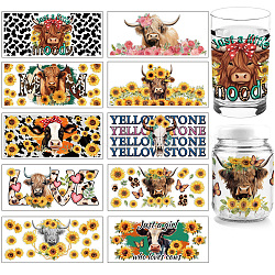 PVC DIY Heat Transfer Paper, for UV Sublimation Cup, Cattle, 110x240mm, 10 style, 1pc/style, 10pcs/set(DIY-WH0517-017)