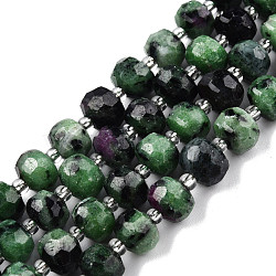 Natural Ruby Zoisite Beads Strands, with Seed Beads, Faceted, Rondelle, 8x6mm, Hole: 1mm, about 20~22pcs/strand, 7.09 inch(18cm)(G-N327-08W)