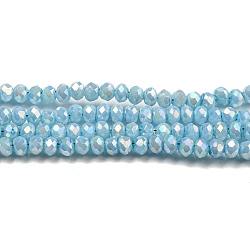 Opaque Baking Painted Glass Beads Strands, AB Color, Faceted, Round, Light Blue, 2.5x2mm, Hole: 0.7mm, about 156~158pcs/strand, 12.20~12.44 inch(31~31.6cm)(DGLA-F002-03C)
