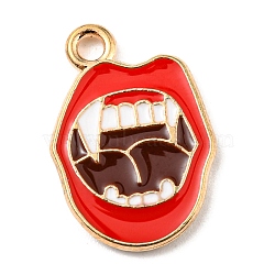 Alloy Enamel Pendants, Halloween Theme, Light Gold, Lip, 18.5x12.5x1.5mm, Hole: 1.5mm(X-ENAM-G218-A03)