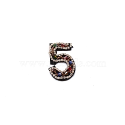 Number Colorful Rhinestone Patches, Sew on Appliques, Costume Accessories, for Clothes, Bag Pants, Shoes, Cellphone Case, Num.5, 51x30x6mm(DIY-WH0308-25E)