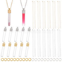 Elite DIY Blank Wish Bottle Necklace Making Kit, Including Glass Bottle Pendants, Iron Cable Chains Necklace Making, Brass Jump Rings, Platinum & Golden, 52Pcs/set(DIY-PH0020-85)