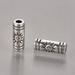 Tibetan Style Alloy Beads, Column with Sun, Lead Free & Cadmium Free, Antique Silver, 9.5x3.5mm, Hole: 1.5mm(X-LF0614Y)