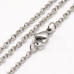 Tarnish Resistant Trendy Unisex 304 Stainless Steel Cable Chain Necklaces, with Lobster Clasps, Stainless Steel Color, 17.7 inch(44.9cm), 2x0.5mm(X-NJEW-M057-A-01)